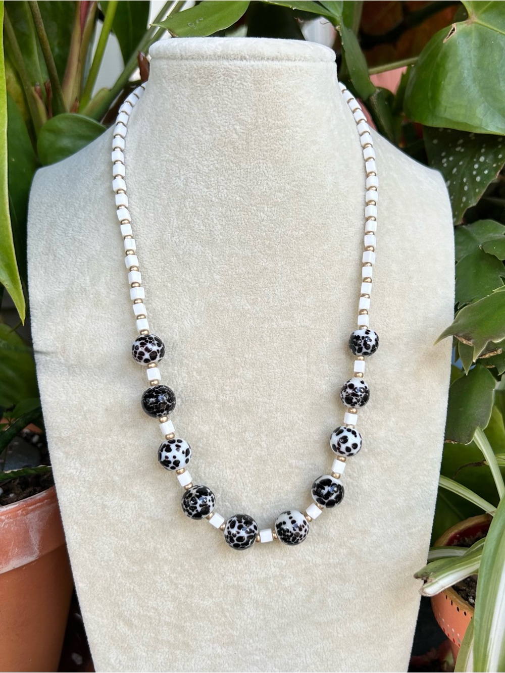Black & white beaded necklace